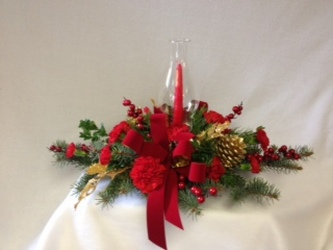 Holiday Hurricane Centerpiece from Chillicothe Floral, local florist in Chillicothe, OH